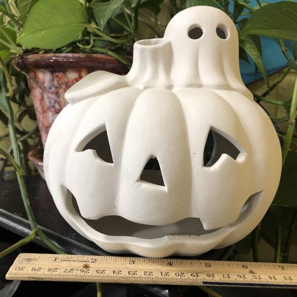 Pumpkin With Ghost Luminary